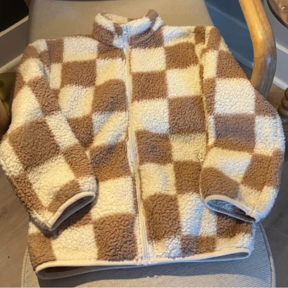 Girls Pacsun Checkered Sherpa Jacket